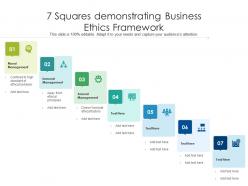 7 squares demonstrating business ethics framework