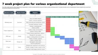 7 Week Project Plan For Various Organizational Department