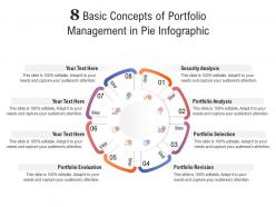 8 basic concepts of portfolio management in pie infographic