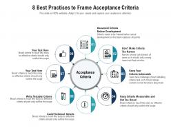 8 best practises to frame acceptance criteria