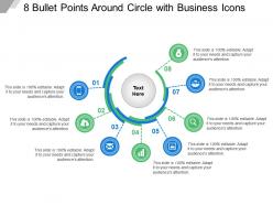 8 bullet points around circle with business icons