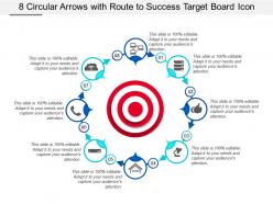 8 circular arrows with route to success target board icon