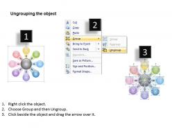 8 colorful diverging sections forming a circle circular flow layout diagram powerpoint slides