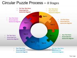 8 components circular puzzle process powerpoint slides and ppt templates 0412