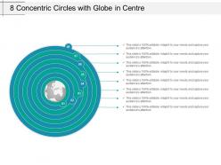 8 concentric circles with globe in centre