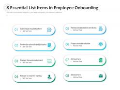 8 essential list items in employee onboarding