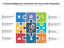 8 financial objectives of business firm key puzzle infographic