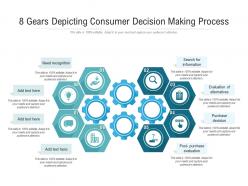 8 gears depicting consumer decision making process