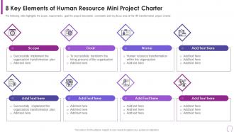 8 Key Elements Of Human Resource Mini Project Human Resource Transformation Toolkit