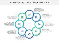 8 overlapping circles design with icons