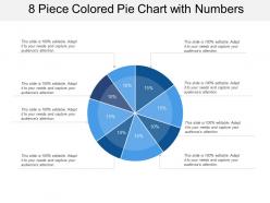 8 piece colored pie chart with numbers