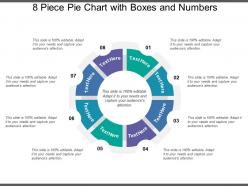 8 piece pie chart with boxes and numbers