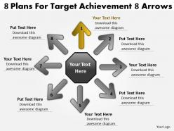 8 plans for target achievement arrows circular motion network powerpoint slides