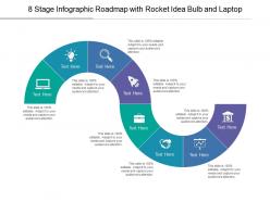 8 stage infographic roadmap with rocket idea bulb and laptop