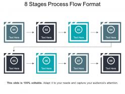 8 stages process flow format powerpoint slide background designs