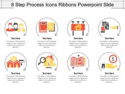 8 step process icons ribbons powerpoint slide