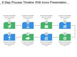 8 step process timeline with icons presentation slide