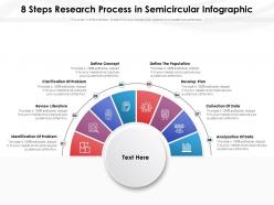 8 steps research process in semicircular infographic