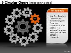 9 circular gears interconnected