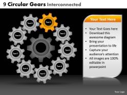 9 circular gears interconnected powerpoint slides and ppt templates db