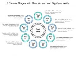 9 circular stages with gear around and big gear inside