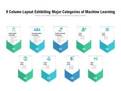 9 column layout exhibiting major categories of machine learning