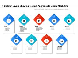 9 column layout showing tactical approach to digital marketing