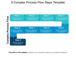 9 complex process flow steps template powerpoint slide
