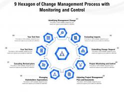 9 hexagon of change management process with monitoring and control