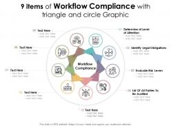 9 items of workflow compliance with triangle and circle graphic