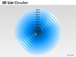 9 staged blue colored circular chart