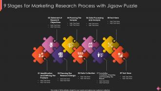 9 Stages For Marketing Research Process With Jigsaw Puzzle