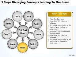 9 steps diverging concepts leading to one issue processs and powerpoint templates