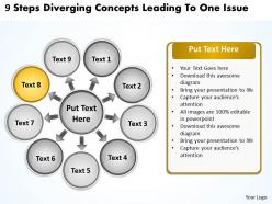 9 steps diverging concepts leading to one issue processs and powerpoint templates