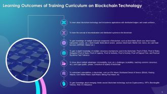 Comprehensive Training Curriculum on Blockchain Technology Its Industry Applications and Cryptocurrency Training Ppt
