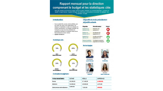 Rapport mensuel pour la direction comprenant le budget et les statistiques clés rapport de présentation infographie ppt document pdf