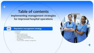 A126 Implementing Management Strategies For Improved Hospital Operations Table Of Contents