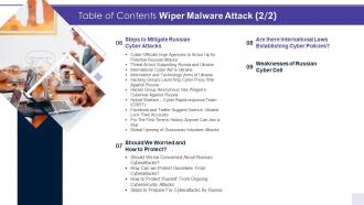A36 Table Of Contents Wiper Malware Attack Ppt Styles Design Templates