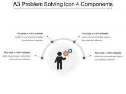 A3 problem solving icon 4 components powerpoint slide backgrounds