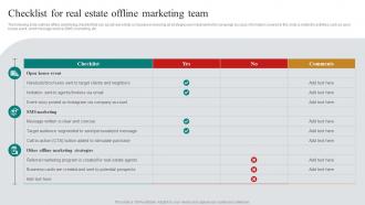 A40 Checklist For Real Estate Offline Marketing Team Real Estate Marketing Plan To Maximize ROI MKT SS V