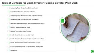 A8 Table Of Contents For GOJEK Investor Funding Elevator Pitch Deck