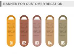 A five infographics banners for customer relation management flat powerpoint design
