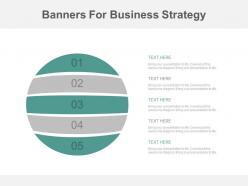 A five staged circle banners for business strategy flat powerpoint design