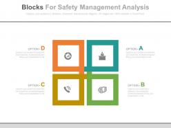 A four blocks for safety management analysis flat powerpoint design