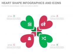 A four heart shape infographics and icons flat powerpoint design