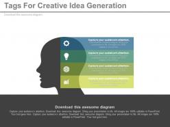 A four tags for creative idea generation flat powerpoint design