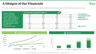 A glimpse of our financials mint investor funding elevator ppt demonstration