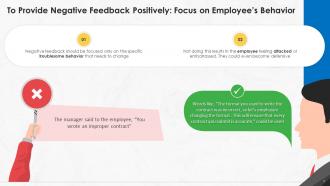 A Guide To Deliver Negative Feedback At Workplace Training Ppt Graphical Template