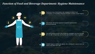 A Guide To Food And Beverage Department Functions In Hotel Training Ppt Customizable Slides