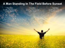 A man Standing In The Field Before Sunset